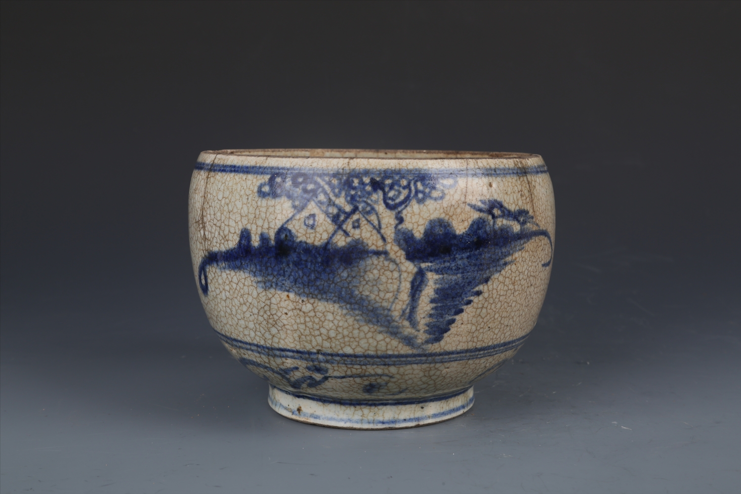 明晚青花山水纹钵